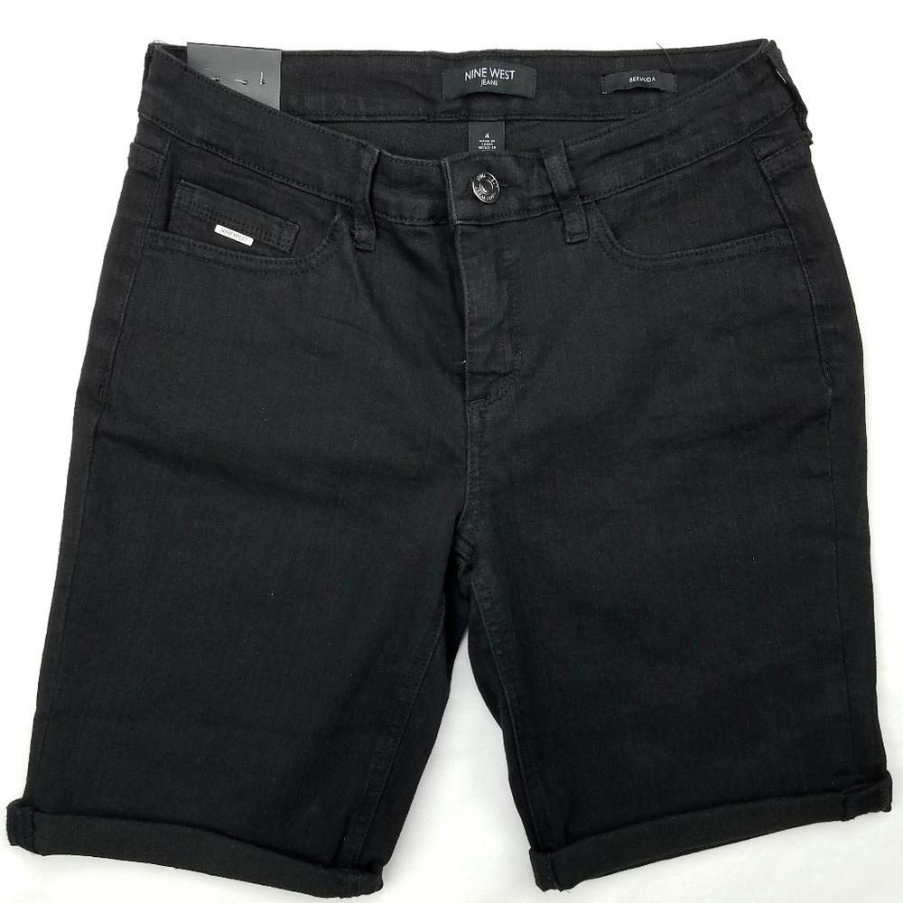 Nine West Black Stud Pocket Bermuda Shorts